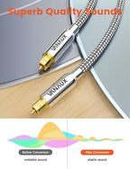 VANAUX Digital Optical Audio Cable 15FT (24K Gold Plated Connectors, Aluminum Alloy Shell,Braided Jacket) S/PDIF Toslink Cable Fiber Optic Cable for Home Theater, Soundbars, Gaming Consoles