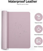 YSAGi Leather Desk Pad Protector, Office Desk Mat, Large Mouse Pad, Non-Slip PU Leather Desk Blotter, Laptop Desk Pad, Waterproof Desk Writing Pad for Office and Home (Grayish Lavender, 23.6" x 13.8")