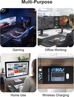 TopMade Mouse Pad with 15W Fast Wireless Charging, 35.43"x15.75" XXXL Large Gaming Waterproof Desk Pad with Ultra-Smooth Surface, Non-Slip Base, Classic Black Computer Desk Mat for MacBook, PC, Laptop