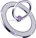 Magnetic Phone Ring Holder for MagSafe, Magnetic Phone Grip for iPhone, Compatible with iPhone MagSafe Wireless Charging. (Glitter Purple)