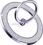 Magnetic Phone Ring Holder for MagSafe, Magnetic Phone Grip for iPhone, Compatible with iPhone MagSafe Wireless Charging. (Glitter Purple)