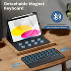 MoKo Touch Keyboard Case for iPad (A16) 11th Generation 11 inch 2025, iPad 10th Generation 10.9 inch Case with Pencil Holder, 7 Colors Backlit Multi-TrackPad Detachable Bluetooth Keyboard, Black