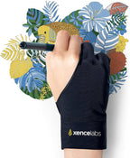 XENCELABS Drawing Glove, Breathable Artist Glove for Drawing Tablet, Two Fingers for Left Right Hand Black Size M
