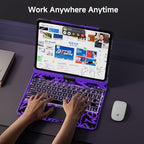 Keyboard Case for iPad 11 inch Pro 4/3/2/1st Gen & 11’’ iPad Air 2025 M3, 2024 M2 & 10.9" iPad Air 5th/4th Gen, 360° Rotating Stand Transparent Protective Cover with Pencil Holder (Purple)
