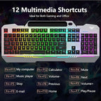 AULA Keyboard, T102 104 Keys Gaming Keyboard and Mouse Combo with RGB Backlit Number Pad, All-Metal Panel Waterproof Light Up PC Keyboard, USB Wired Computer Keyboards Gaming for MAC Xbox PC Gamer