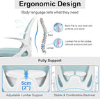 Primy Drafting Chair Tall Office Chair with Flip-up Armrests Executive Ergonomic Computer Standing Desk Chair with Lumbar Support and Adjustable Footrest Ring（Light Blue）