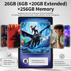 2025 Tablet, Android 14 Tablets 10 inch with Keyboard, 26GB RAM+256GB ROM(2TB Expand), 2-in-1 Tablets with 8-Core, 8000mAh, 5G WiFi, Widevine L1, GMS, with Case, Keyboard, Mouse, Stylus(Black)