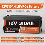 12V 310Ah LiFePO4 Lithium Battery 4PCS– Max. 3968Wh, 15000+ Deep Cycle Battery with 100A BMS, Low-Temp Cutoff | A+ Grade Cells for Marine, Trolling Motor, Off-Grid Home Energy Storage, Van Life