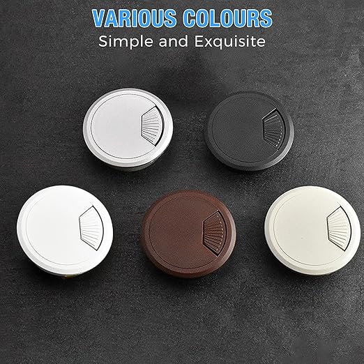 Desk Grommet 2-3/8" (60 mm), Desk Cord Hole Cover, Cable Grommet ABS Plastic, Desk Hole Grommet for Office and Home Table Cable, Detachable Adjustable Cable Cord Organizer (White 2 Pcs)