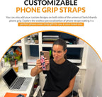 Phone Grip Strap - Pack of 2 Reversible Finger Holder for Phone Back, Customizable Anti-Slip Design, Wireless Charging Compatible Detachable Holder for iPhone - Cat Nap