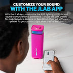 JLab JBuds Party Portable Bluetooth Speaker, 2 Full-Range Drivers + 2 Passive Woofers, IP56 Waterproof, 12 Hours Playtime, Connect Multiple Speakers, Custom Sound + RGB Lighting via App, Pink