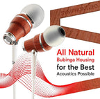 Symphonized Wired Earbuds with Microphone 3.5mm — Noise Isolating Headphones with Wire, Earphones Wired, Headphones with Microphone for Computer, Ear Phones Android Electronics, Natural Wood (White)