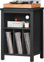 Record Player Stand with Vinyl Record Storage,Black Record Player Table Holds up to 160 Albums,Large Wood Turntable Stand Cabinet Dispaly Shelf for Living Room,Bedroom,Office