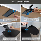 Mount-It! Full Motion Under Desk Keyboard Tray with Wrist Rest | Height and Tilt Adjustable Ergonomic Slide Out Keyboard Platform with Swivel, Mouse Pad for Left or Right Setup