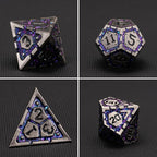 Metal D&D Dice Set, Polyhedral Metallic Dice with Cracks for Dungeons and Dragons RPG TTRPG DND 7-Die Set with Gift Case