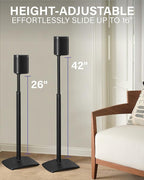 SANUS Adjustable Height Wireless Speaker Stands Designed for Sonos One, One SL, and Play:1 - Tool-Free Adjustment up to 16" and Built-in Cable Management (Black)