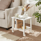 2 Tier Printer Stand with Storage,Under Desk Shelf Printer Table, Rolling Printer Cart for Office,Home,White