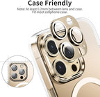 Camera Lens Protector for iPhone 14 Pro/iPhone 14 Pro Max, Alloy Metal Camera Cover with Tempered Glass Screen Protector Accessories,Case Friendly,Scratch Resistant,Easy to Install -Gold