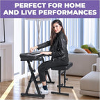 Liquid Stands Portable Heavy Duty Digital Piano Stand & Bench Set - Adjustable Keyboard Music Stand & Seat for 54-88 Key Electric Pianos