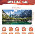 Desk Mat, Lake Mountain Landscape Desk Pad, The Alps Large Gaming Mouse Pad for Desk, 31.5"x15.7" Extended Big Computer Keyboard Mouse Pad with Non-Slip Base and Stitched Edge