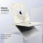 Case for MacBook Air 15 Inch 2025 2024 2023 Release M4 A3241 M3 A3114 M2 A2941, Hard Shell with Screen Protector & Keyboard Cover, Compatible with Touch ID - Gold Rose Flowers