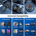Car Phone Charger USB C,2Pack 4-Port 65W USB C Car Charger Fast Charging Multi Port Cigarette Lighter Adapter with Volt Meter,12V Type C Car Adapter for iPhone 16/16e/15 Pro Max,iPad,Samsung,Android
