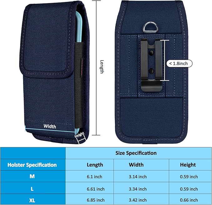 Phone Holster for Belt with Metal Clip and Magnetic Closure Compatible with iPhone 16/15/14/13/12 Pro Max, Galaxy S25/S24/S23/S22 Plus & FE for Everyday Protection, L-Blue