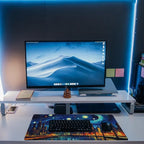 Desk Pad,City Starry Night Desk Mat,Abstract Oil Painting Large Gaming Mouse Pad for Desk,Extended Big Computer Keyboard Mouse Pad with Non-Slip Base and Stitched Edge,31.5"x11.8"
