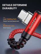 AINOPE 2-Pack USB C Cord 3.1A Fast Charge, [6.6ft+6.6ft] Type C Charging Cable Right Angle, Resistant Nylon Braided USB to USB C Cable Compatible Galaxy S10 S9 S8 Plus S21, LG V30,V20,G6