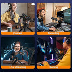 COMICA EJoy D10(A) USB Gaming Microphone – Boom Arm Mic with Noise Cancellation, XLR/USB-C, Real-Time Monitoring, Muting, RGB Professional Studio Mic for Gaming, Streaming, Podcast, Recording (Black)