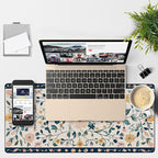 Gaming Desk Pad Large Extra Length Oriental Decorative Mouse Pad Keyboard Laptop Non-Slip Waterproof with Rubber Base Thick Stitched Edge Mouse Mat for Office Home 35.4 x 15.7 Inches