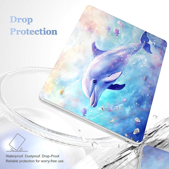 Case for MacBook Air 15 Inch 2025 2024 2023 Release M4 A3241 M3 A3114 M2 A2941, Hard Shell with Screen Protector & Keyboard Cover, Compatible with Touch ID, Blue Whale