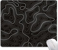 Topographic Contour Map Mouse Pad, Black Minimalist Mouse Mat Waterproof Non-Slip Rubber Base MousePads for Office Laptop Computer Desk