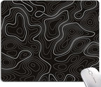 Topographic Contour Map Mouse Pad, Black Minimalist Mouse Mat Waterproof Non-Slip Rubber Base MousePads for Office Laptop Computer Desk
