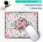 Vintage Flower Floral Custom Mouse Pad with Non-Slip Rubber, Small Square Design for Wireless Laptop & Computer Mouse Pads for Desk, 9.5 x 7.9 inch Smooth Surface for Gaming & Office
