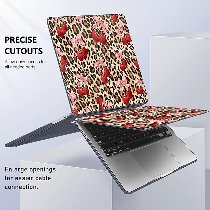 May Chen Case for MacBook Pro 13 inch M2 2023,2022,2021,2020 A2338 M1 A2251 A2289, Plastic Hard Shell Case for MacBook Pro 13" with Touch Bar Fits Touch ID, Cherry & Cheetah