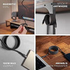 Statik MagStack Pro USB C to USB C Cable, Magnetic Type C Charger Fast Charging Cord, On The Go Magnetic Charging Cable for Car, Compatible with 16 Pro Max, 15, Galaxy S21 S20 Ultra, 100W 3FT/1M