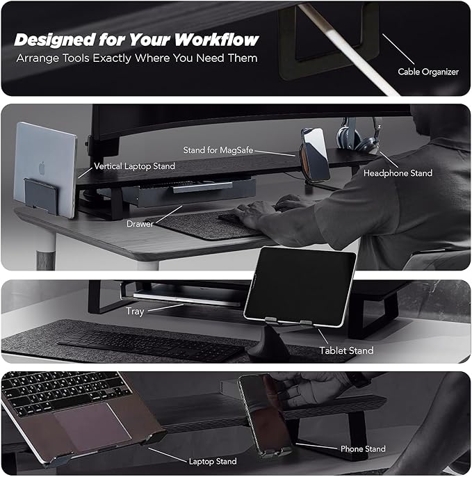 Moodular Add-ons Phone Stand for Magsafe (Charger Not Included) [Accessory Only - Requires Moodular Wooden Monitor Stand Slide Rails for Use] Black MSA-MS