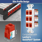 Everest 90° Angled RJ45 Cat6 Keystone Jacks 20-Pack in Orange - Slim Profile Female RJ45 Connectors - Cat 6 Keystone Jack - Compatible with 90° Angled Speed Termination Tool - easyJACK (B094WB91H3)