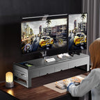 Computer monitor stand with three drawer ，22W charging , 2 USB 3.0 , and 1 USB 2.0 ，Laptop Desk Shelf & Monitor Riser 27.55 inches long desk riser Monitors/PC/Laptop/Computer Space Saver Organizer ，Heavy Duty Gift Gaming Studio Office(USB Hub Fast Char...
