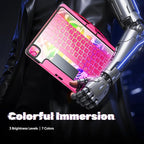 KITONE for iPad Air 11 Inch (M3/M2,2025/2024) Transperant Case with Wireless Keyboard, 7 Color Backlight, Trackpad, 360°Rotating Stand for 10.9" iPad Air 5th/4th, 11" iPad Pro 4/3/2/1 Case, Cyberpunk