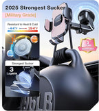 TORRAS Pink Phone Holders for Your Car【True Military-Grade & Strongest Suction】, Universal Car Phone Holder Mount Truck Cradle Stand for Dashboard Windshield Vent, Pink Car Accessories