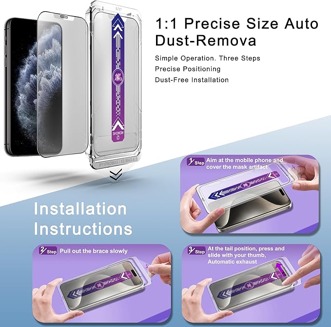 2 Pack Matte Screen Protector for iPhone 11 Pro Max and iPhon XS MAX 6.5-Inch Auto Dust Removal, No Bubbles, Tempered Glass Film, Easy Installation