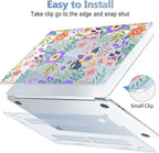 Mektron for 2025 MacBook Air 15 inch M4 Case A3241/ 2024 M3 A3114/ 2023 A2941 M2 Hard Printed Case with 15.3 Liquid Retina Display Touch ID, Plastic Hard Cover & Keyboard Skin- Floral C139-Blue