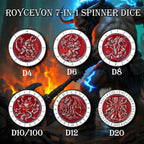 7 in 1 D6 Spinner DND Dice Set D&D, Metal Cube D and D Dice with Gift Box, Dungeons Dragons Role Playing Dice, Black Red