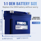 TYKOOL YT12B-BS, 3X Cranking Amps,Lithium LiFePO4 Motorcycle Battery, 12V 6Ah, 360CCA,Powersports Battery, Compatible for Ducati,Kawasaki 1000cc,Triumph 865cc,Yamaha 600cc,1000cc,Piaggio Vespa Scooter