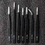 Precision ESD Anti-Static Tweezers, 7 pcs Stainless Steel Tweezers Set for Electronics, Jewelry-making, Laboratory Work, Repairing, Hobbies