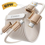 SHEZI 4-in-1 Compatible with USB C to Lightning Cable 60W Fast Charging &Data Transfer, Support to CarPlay & Android Auto,5FT Multi Cords Charger Combo for iPhone/iPad/Samsung/MacBook Cable, Titanium