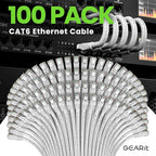 GEARit Cat 6 Ethernet Cable (100-Pack 2 Feet) Cat6 Network Patch, 10Gbps, RJ45, Snagless Cord, Gold-Plated Connectors, Internet for PC, TV, Tablet, Router, Printer, Servers, IT Data Center - White