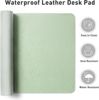 Aothia Large PU Leather Desk Pad Protector - Non-Slip Mouse Pad & Writing Mat for Office/Home, Waterproof, Easy to Clean (48" x 17",Aqua)